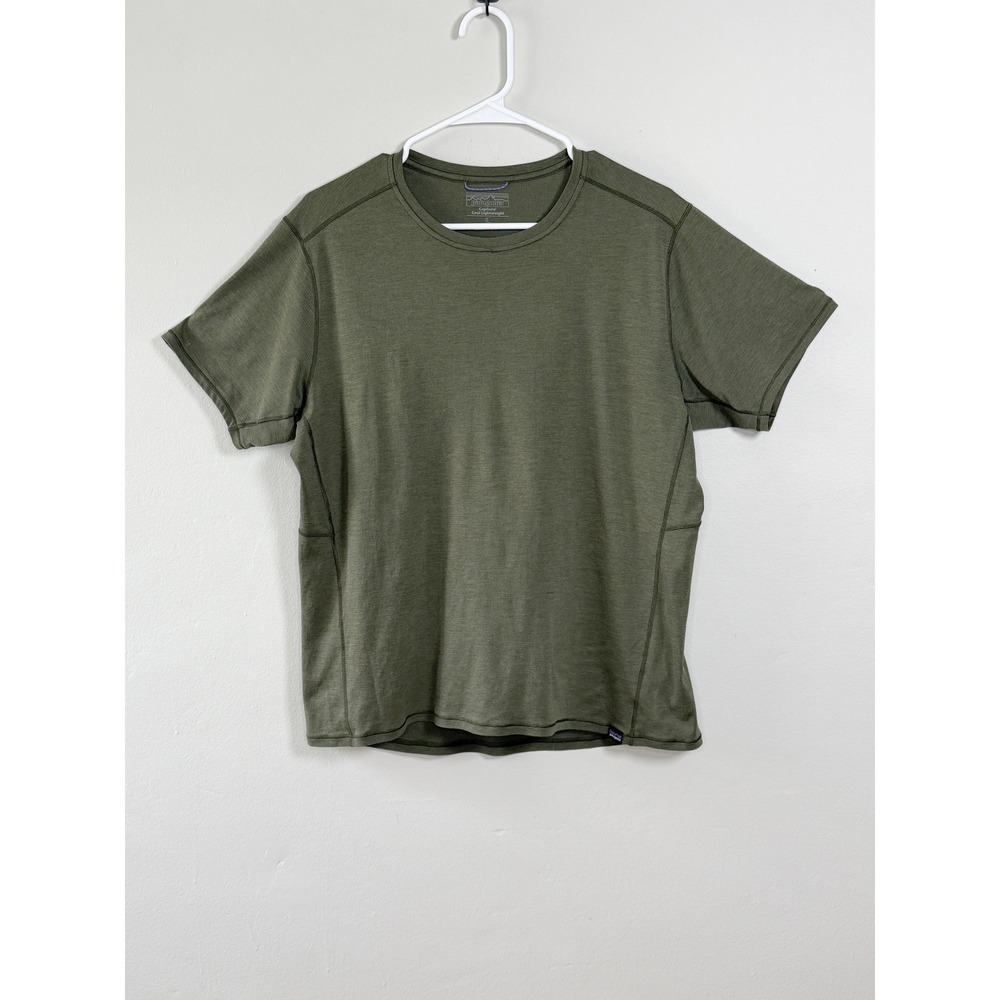 Patagonia Capilene Cool Lightweight Men L Olive Green Hiking Technical Tee Shirt